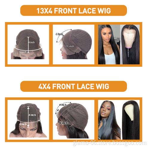 Annione 100% Real Frontal Wigs Transparent Human Hair Lace Wig,cheap Closure Hd Lace Bone Straight Lace Wig,body Wave 13*4 4*4